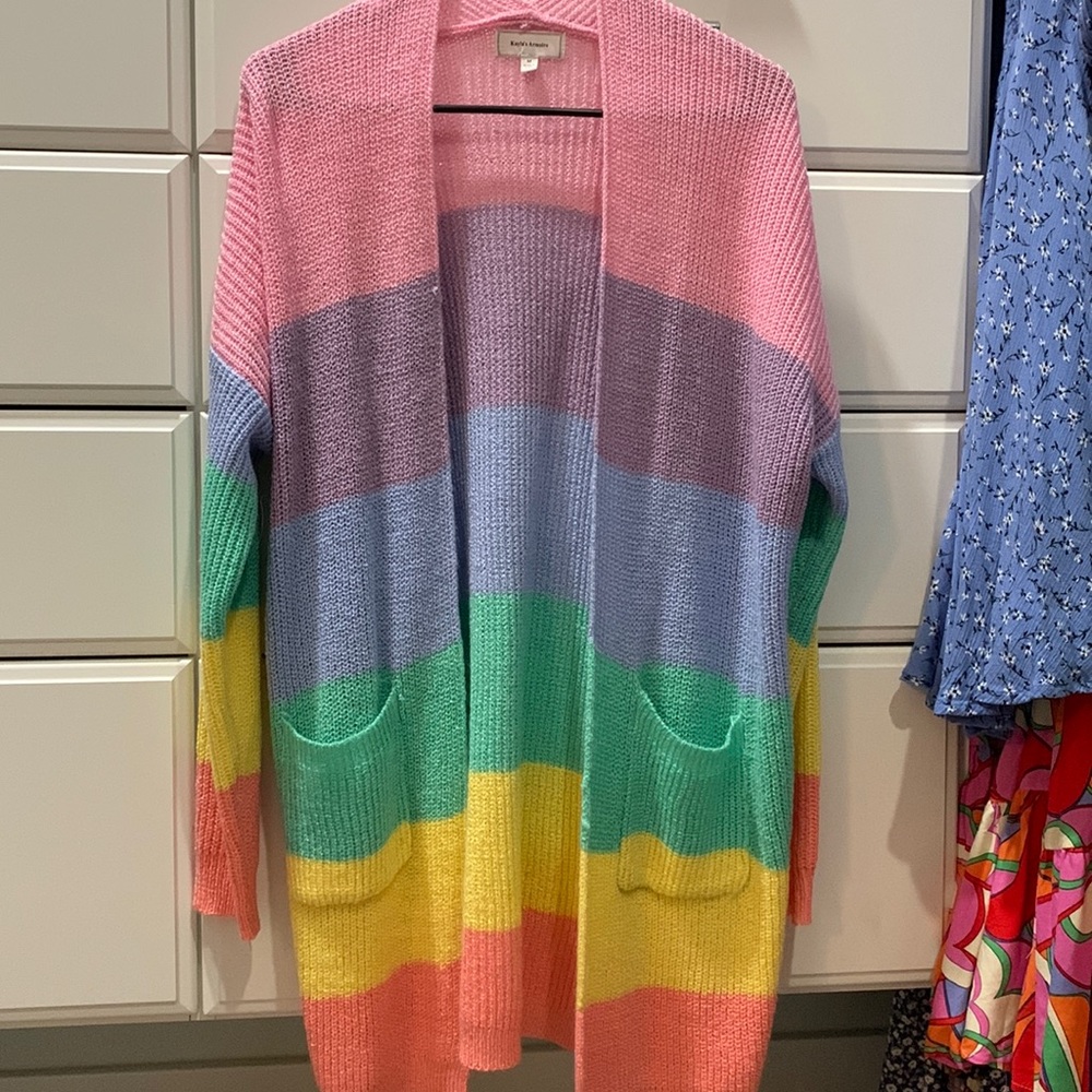 Rainbow, multicolor, spring cardigan